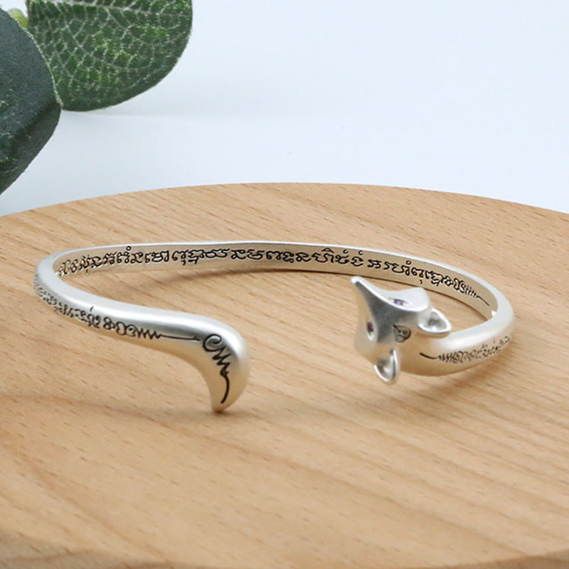 KarmaRipple's Cute Fox Engraved Fortune Bronze Cuff Bracelet Bangle p3
