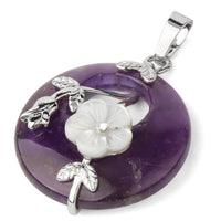 KarmaRipples Halskette mit Anhänger und Blumenanhänger mit verschiedenen Edelsteinen, Amethyst, grünem Aventurin