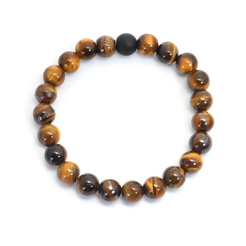 KarmaRipples 108 Perlen-Mala-Armband mit Tigeraugen-Schutzquaste