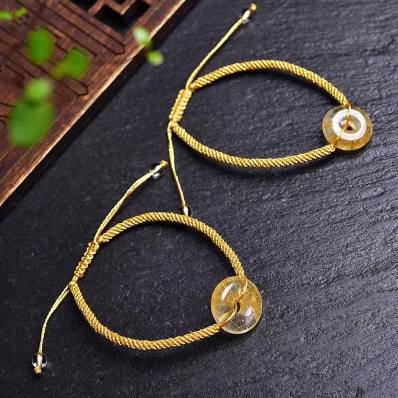 KarmaRipple's Round Citrine Peace Buckle Happiness Woven Bracelet p2