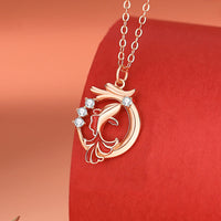 KarmaRipple's Halskette und Armband mit Anhänger aus 925er Sterlingsilber mit dem Motiv des Drachen mit Koi-Fisch-Fu-Charakter und Glückssymbol