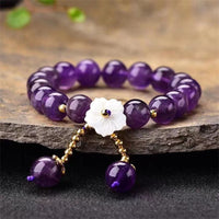 KarmaRipples authentisches spirituelles Ausgleichsarmband mit Amethyst-Edelsteinblume
