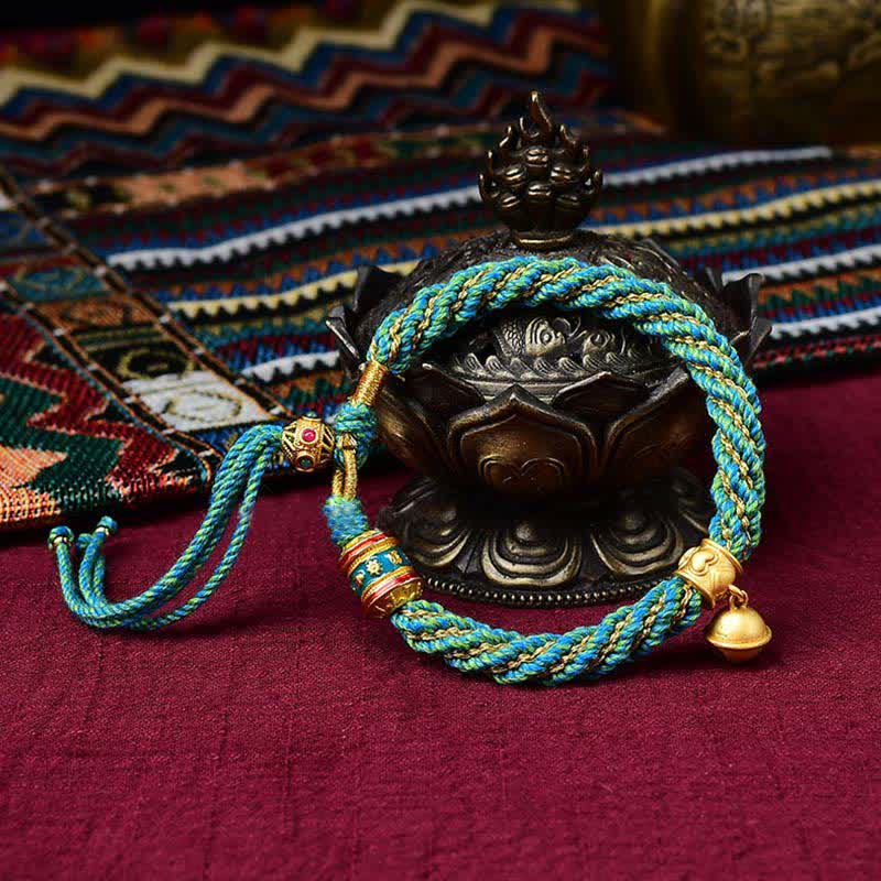 KarmaRipple's Tibetan Handmade Fortune Protection Thangka Prayer Wheel Bell Talisman Braid String Bracelet p17