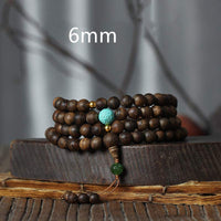 KarmaRipples 108 Mala-Perlenarbeit Nha Trang Adlerholz Türkis Gebets-Meditationsarmband Mala