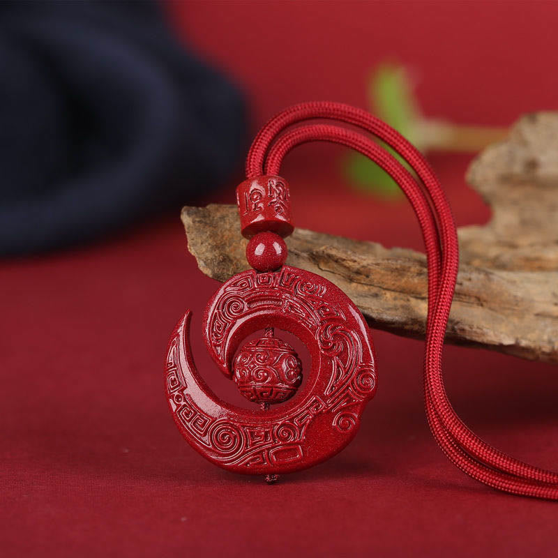 KarmaRipple's One's Fortune Improves Design Patern Authentic Cinnabar Concentration Pendant Necklace p17