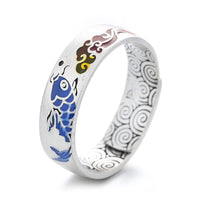 KarmaRipples 925 Sterling Silber Glücksbringer Koi Fisch Glücksverheißende Wolken Reichtum Ring