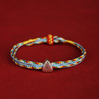 KarmaRipples 925 Sterling Silber Fu Charakter Fortune Mehrfarbiges Seilarmband