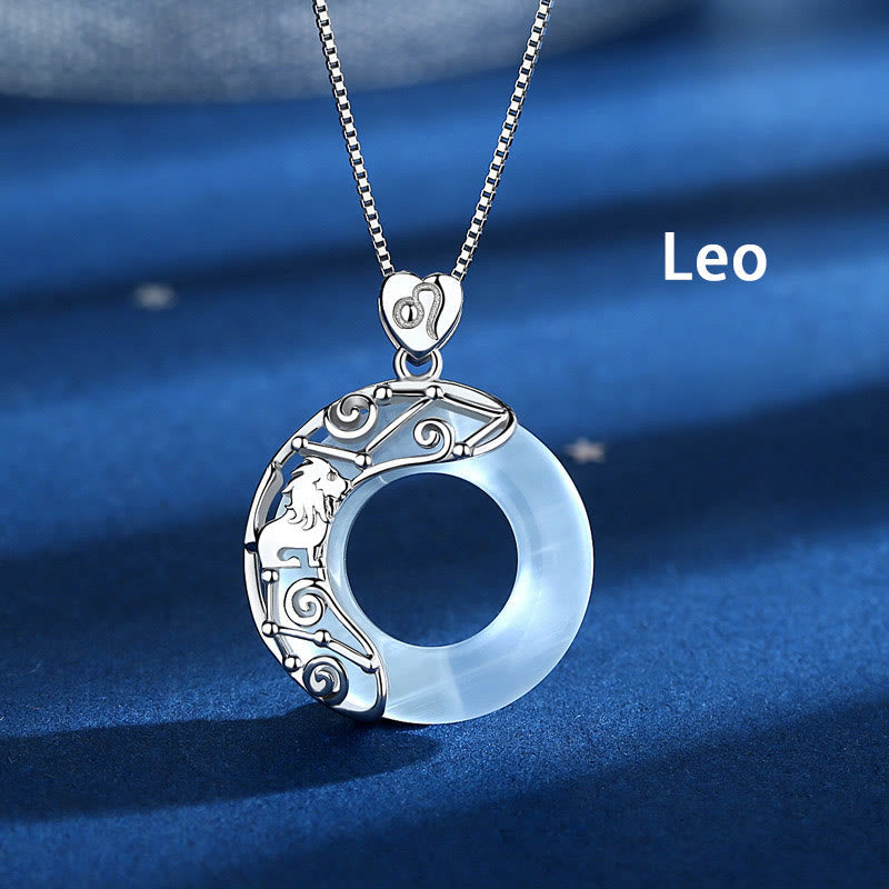 KarmaRipple's 925 Sterling Silver 12 Constellations of the Zodiac Cat's Eye Love Support Pendant Necklace p5