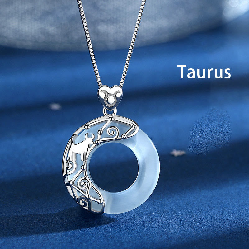 KarmaRipple's 925 Sterling Silver 12 Constellations of the Zodiac Cat's Eye Love Support Pendant Necklace p2