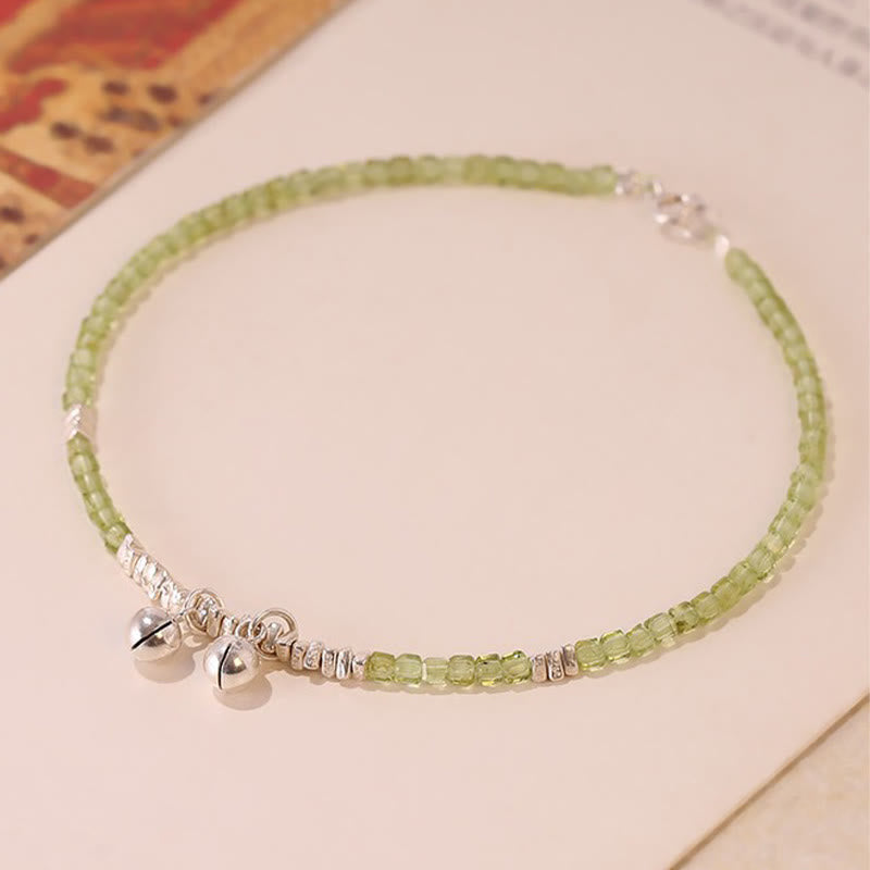 KarmaRipple's 925 Sterling Silver Peridot Square Beadwork Peace Anklet p17