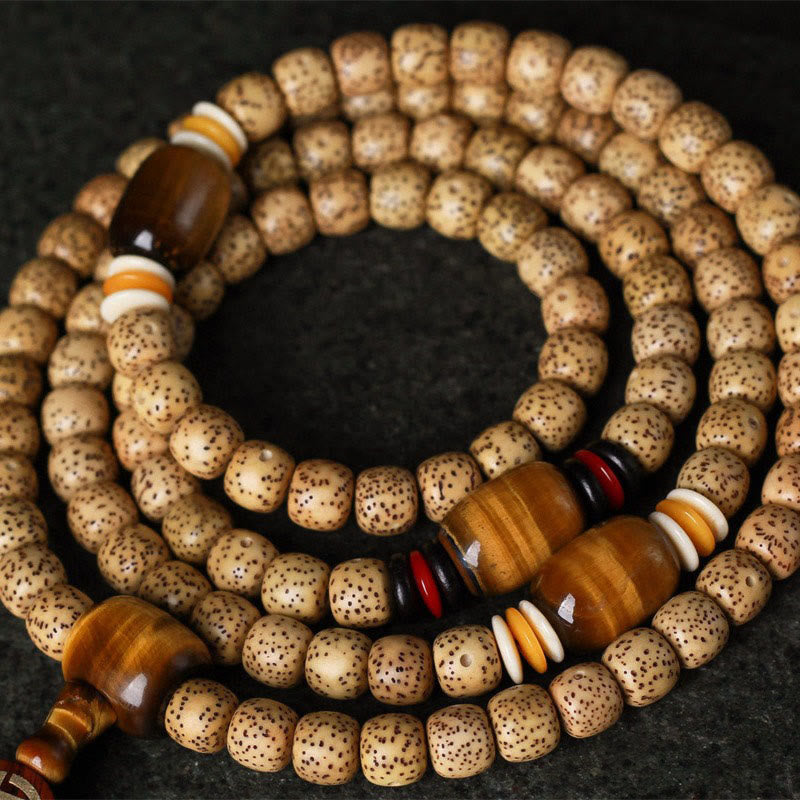 KarmaRipple's 108 Mala Beadwork Bodhi Seed Tiger's Eye Fu Character Peace Bracelet p11