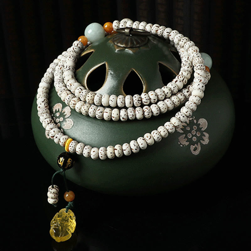 KarmaRipple's Tibetan Bodhi Seed Amber Agate Wealth Bracelet p4