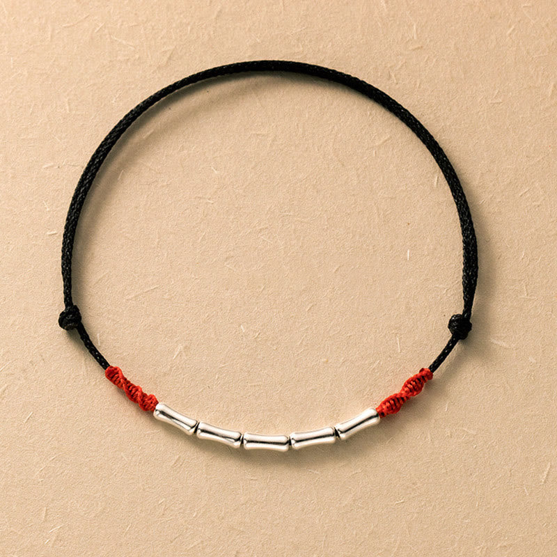 KarmaRipple's 925 Sterling Silver Bamboo Design Fortune Woven Ultra-Thin Rope Bracelet p17