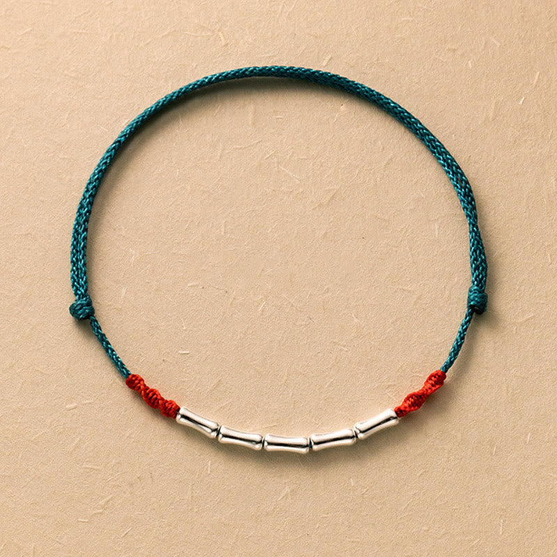 KarmaRipple's 925 Sterling Silver Bamboo Design Fortune Woven Ultra-Thin Rope Bracelet p4