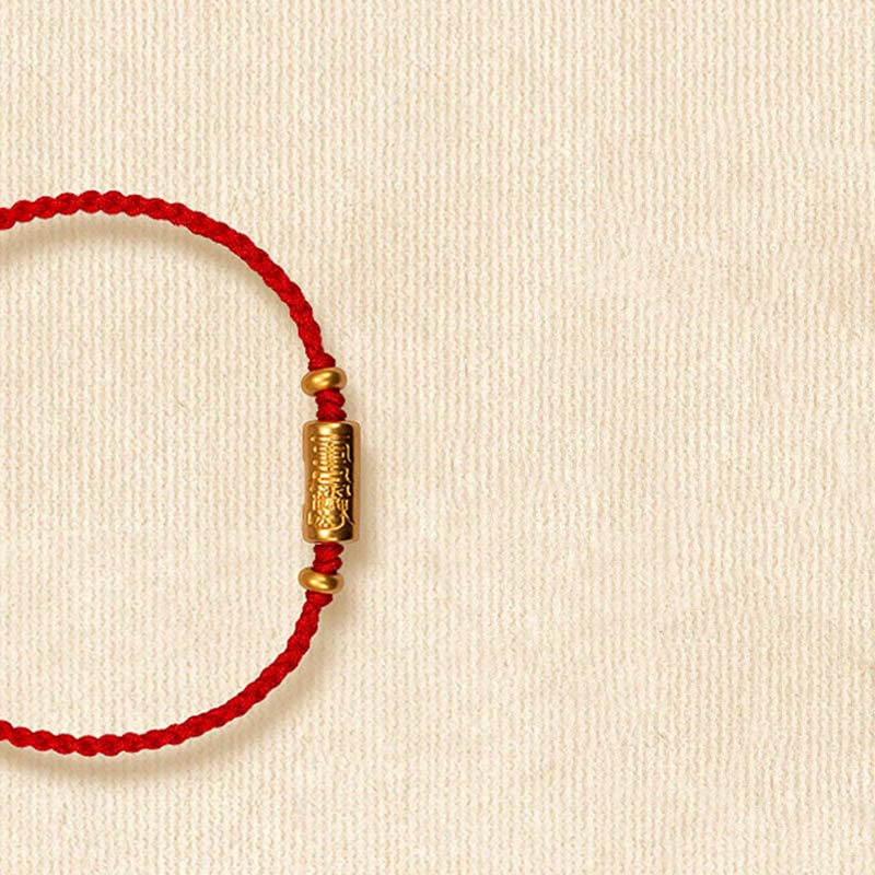 KarmaRipple's 999 Gold Good Fortune Amulet Carved Design Handmade Strength?Braided Rope Bracelet p24