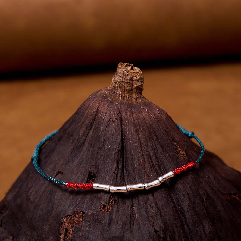 KarmaRipple's 925 Sterling Silver Bamboo Design Fortune Woven Ultra-Thin Rope Bracelet p13