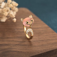 KarmaRipples Katzenaugen-Liebesring aus Bronze mit Fuchs