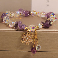 KarmaRipples Armband mit spirituellem Ausgleich, Amethyst, Citrin, Elfenbein, Edelstein, Zirkonia, Blume