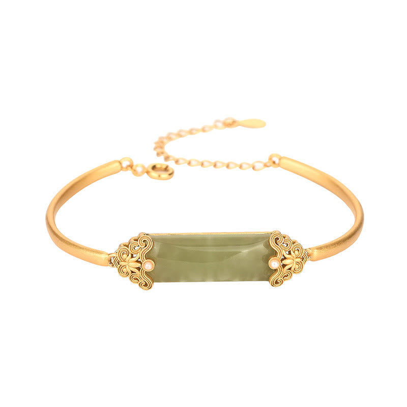 KarmaRipple's Hetian Jade 24K Gold Plated Fortune Bracelet Bangle p5