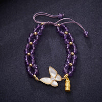 KarmaRipples Amethyst Butterfly Bamboo Balance lindert Stress – gewebtes Schnurarmband