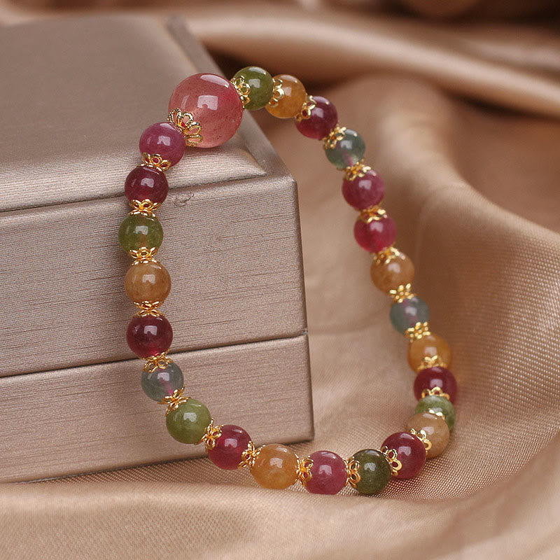 KarmaRipple's Tourmaline Strawberry Quartz Wisdom Bracelet p2