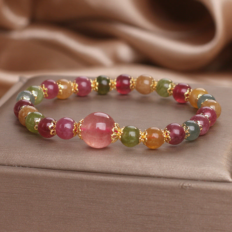 KarmaRipple's Tourmaline Strawberry Quartz Wisdom Bracelet p8