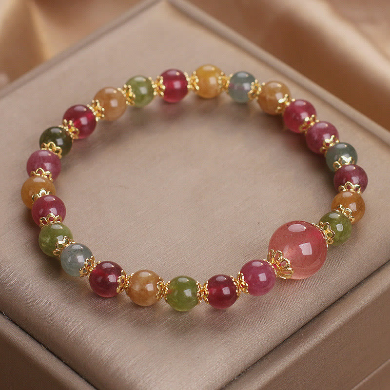 KarmaRipple's Tourmaline Strawberry Quartz Wisdom Bracelet p3