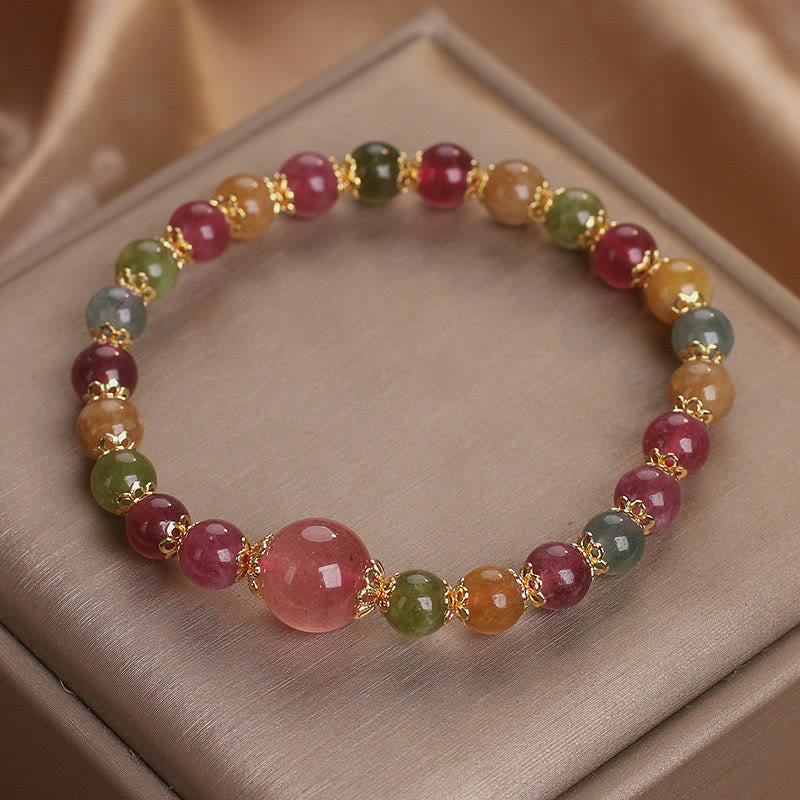KarmaRipple's Tourmaline Strawberry Quartz Wisdom Bracelet p11