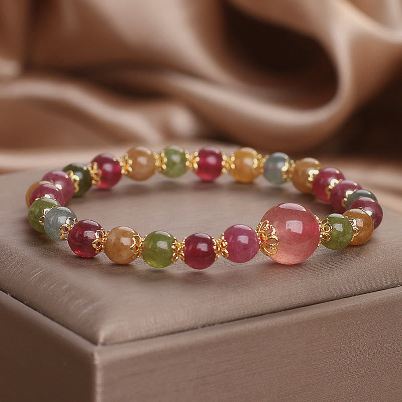 KarmaRipple's Tourmaline Strawberry Quartz Wisdom Bracelet p4
