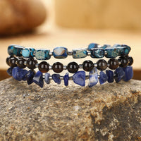 KarmaRipples Kaiserstein-Sodalith-Goldglanz-Obsidian-Balance-Dreifach-Wickelarmband
