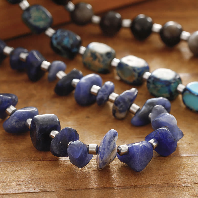 KarmaRipple's Emperor Stone Sodalite Gold Sheen Obsidian Balance Triple Wrap Bracelet p3