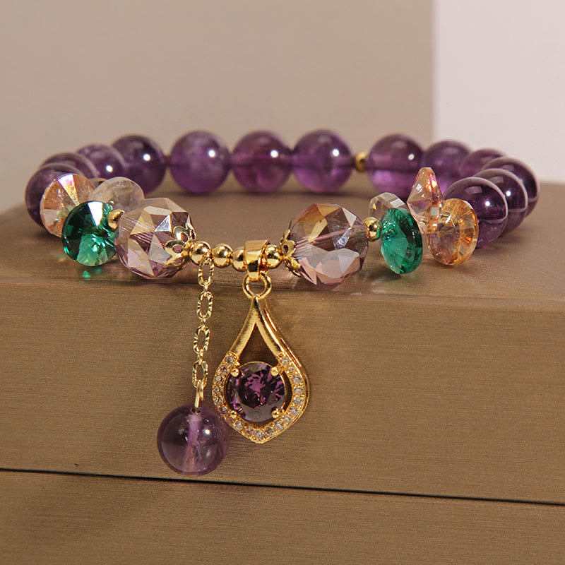 KarmaRipple's Amethyst Green Gemstone Citrine Ivory Gemstone Spiritual Awareness Bracelet p10