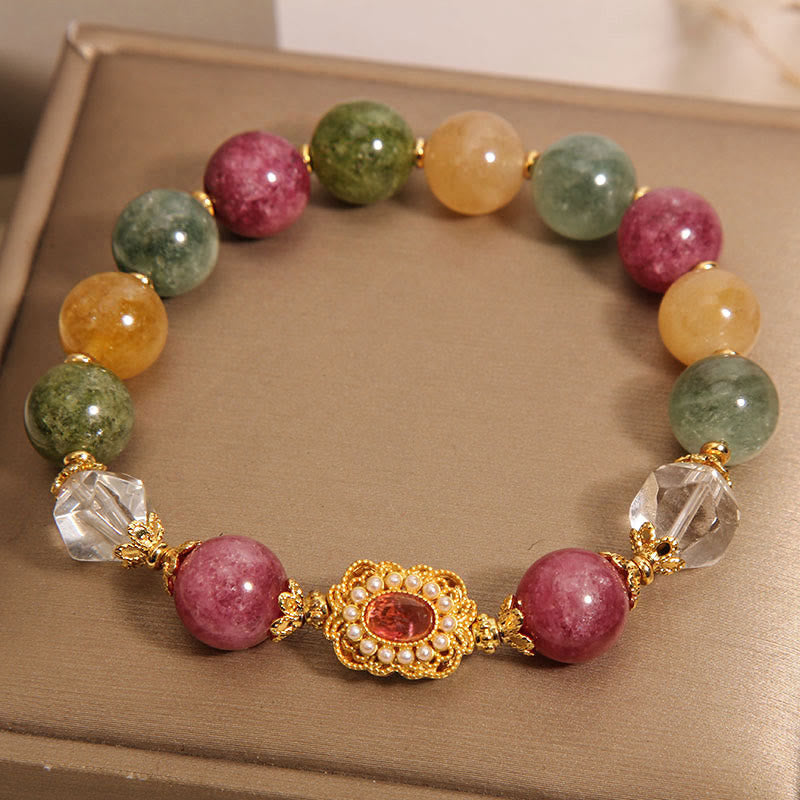KarmaRipple's Tourmaline Pearl Pink Gemstone White?Crystal Wisdom Bracelet p2