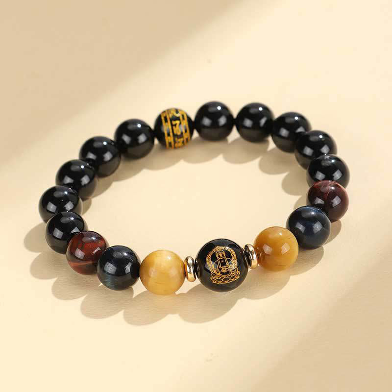 KarmaRipple's Black Onyx Tiger Eye Om Mani Padme Hum Chinese Zodiac Natal Buddha Support Bracelet p8