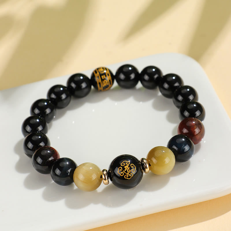 KarmaRipple's Black Onyx Tiger Eye Om Mani Padme Hum Chinese Zodiac Natal Buddha Support Bracelet p15