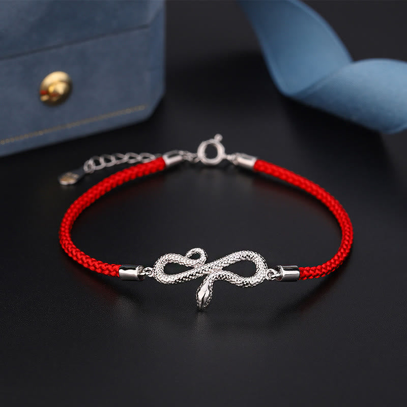 KarmaRipple's 999 Sterling Silver Year Of Snake Red String Protection Woven Bracelet p2