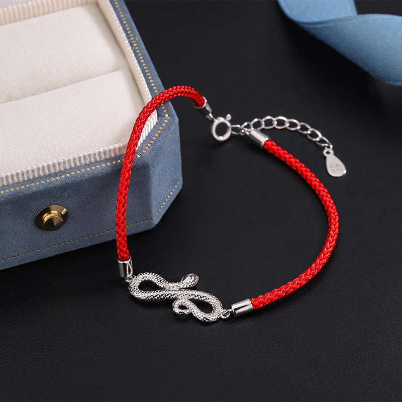 KarmaRipple's 999 Sterling Silver Year Of Snake Red String Protection Woven Bracelet p3