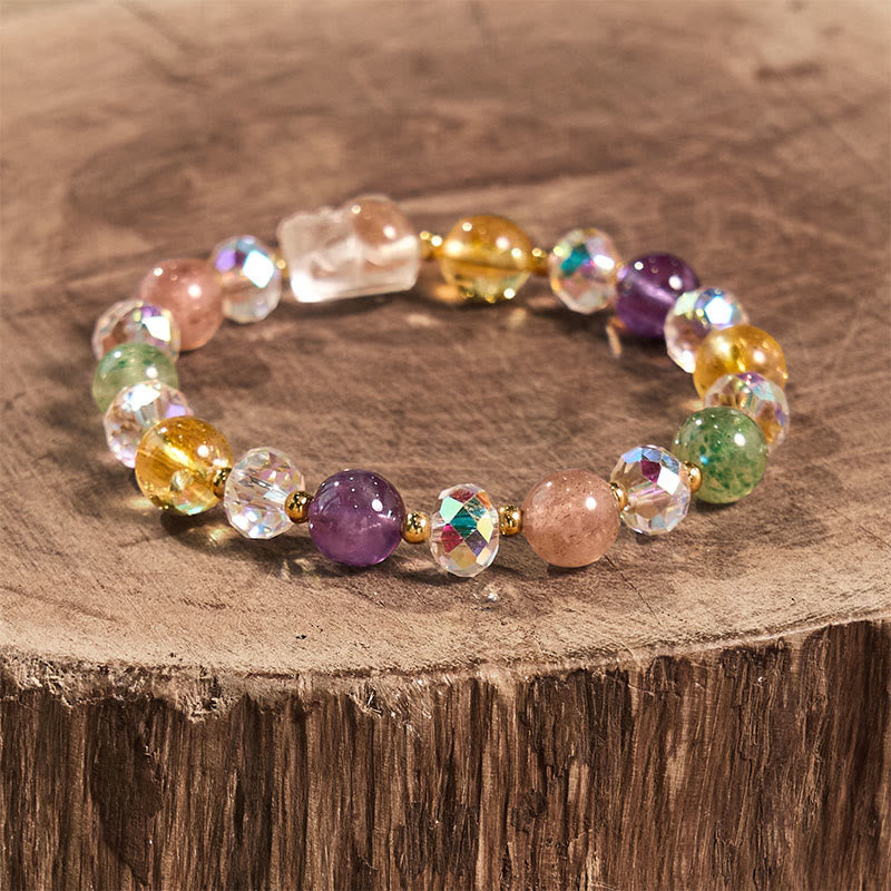 KarmaRipple's PiXiu Ivory Gemstone Citrine Green Strawberry Quartz Amethyst Fortune Bracelet p8