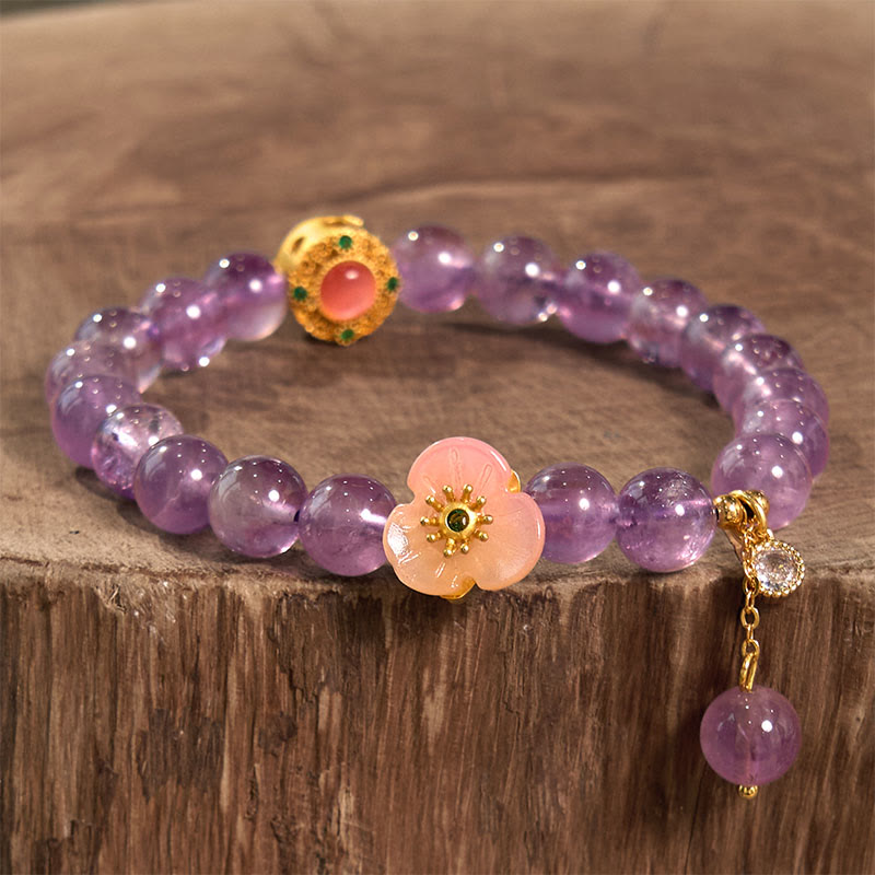 KarmaRipple's Amethyst Peach Blossom Fortune Meditation Bracelet p2