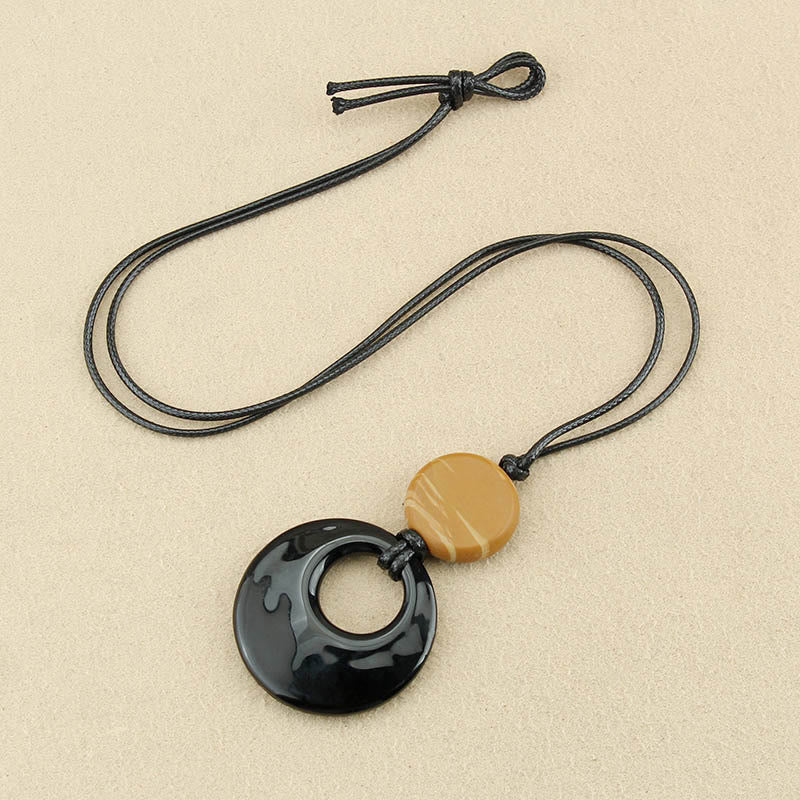 KarmaRipple's Black Obsidian Liuli Picture Stone Bronze Fulfilment Pendant Necklace p14