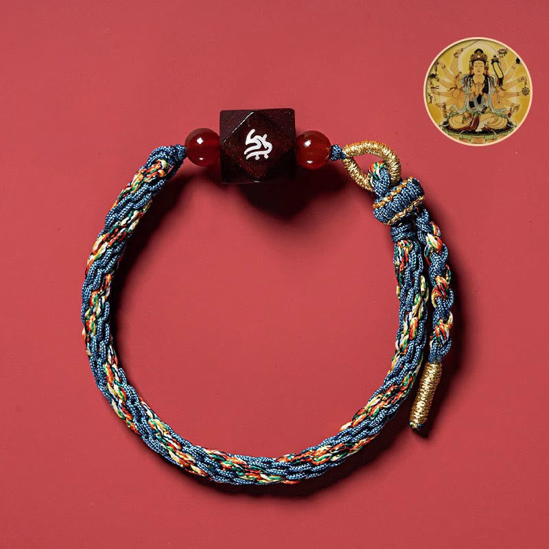 KarmaRipple's Chinese Zodiac Natal Buddha Small Leaf Red Sandalwood Red String Protection Bracelet p23
