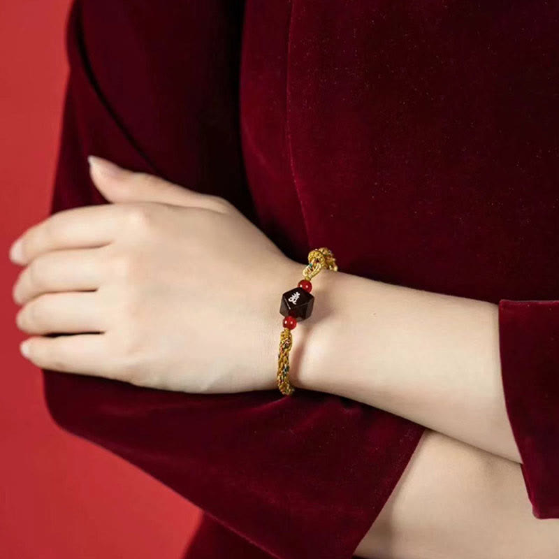 KarmaRipple's Chinese Zodiac Natal Buddha Small Leaf Red Sandalwood Red String Protection Bracelet p14