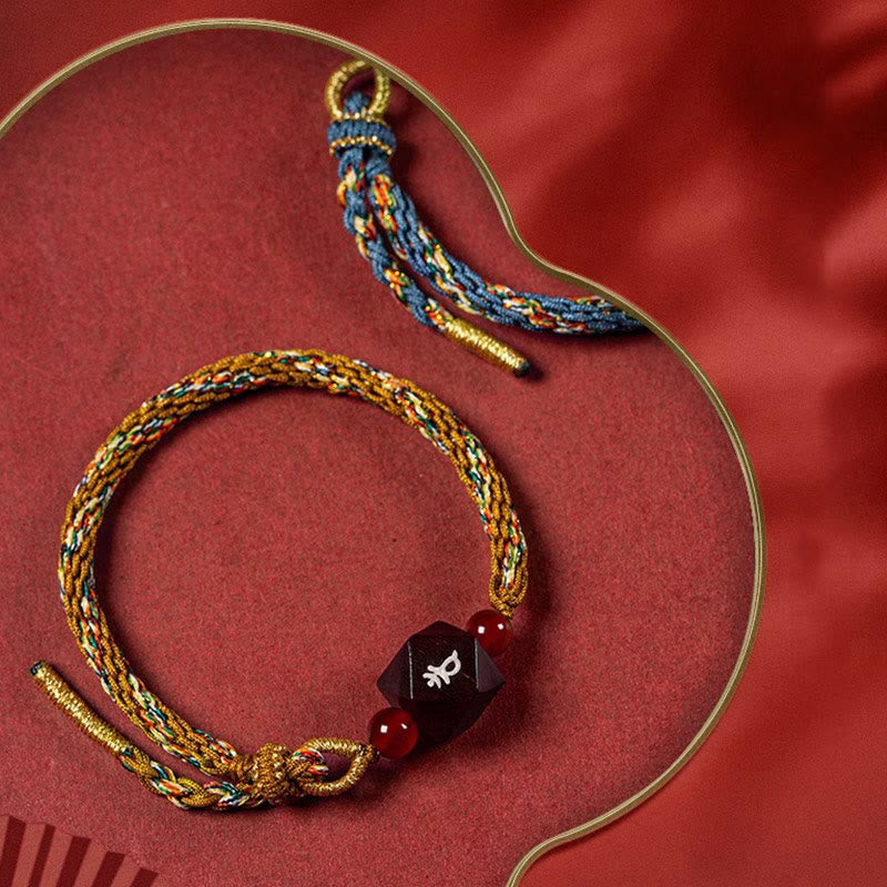 KarmaRipple's Chinese Zodiac Natal Buddha Small Leaf Red Sandalwood Red String Protection Bracelet p16