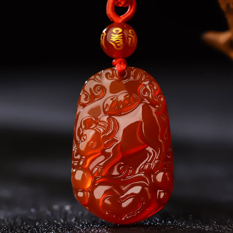 KarmaRipple's Chinese Zodiac Red Agate Fortune Pendant Necklace p3