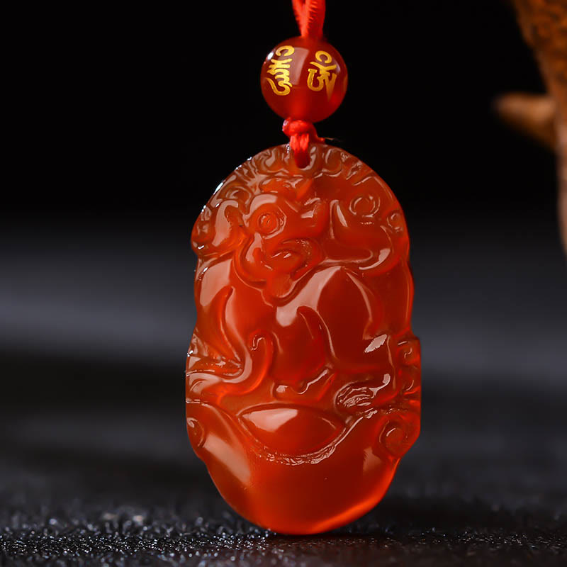 KarmaRipple's Chinese Zodiac Red Agate Fortune Pendant Necklace p33