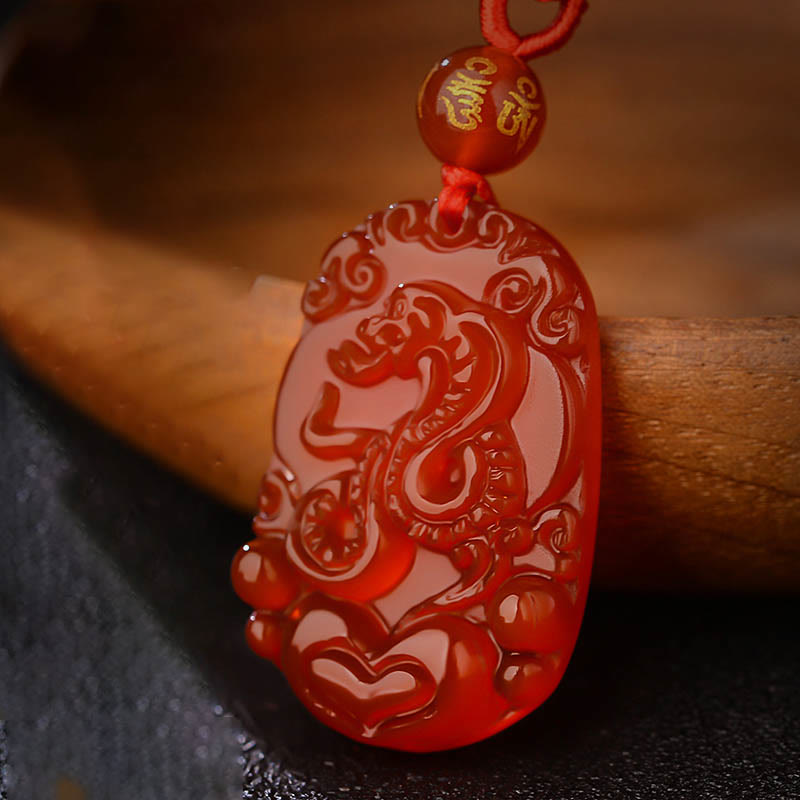 KarmaRipple's Chinese Zodiac Red Agate Fortune Pendant Necklace p1