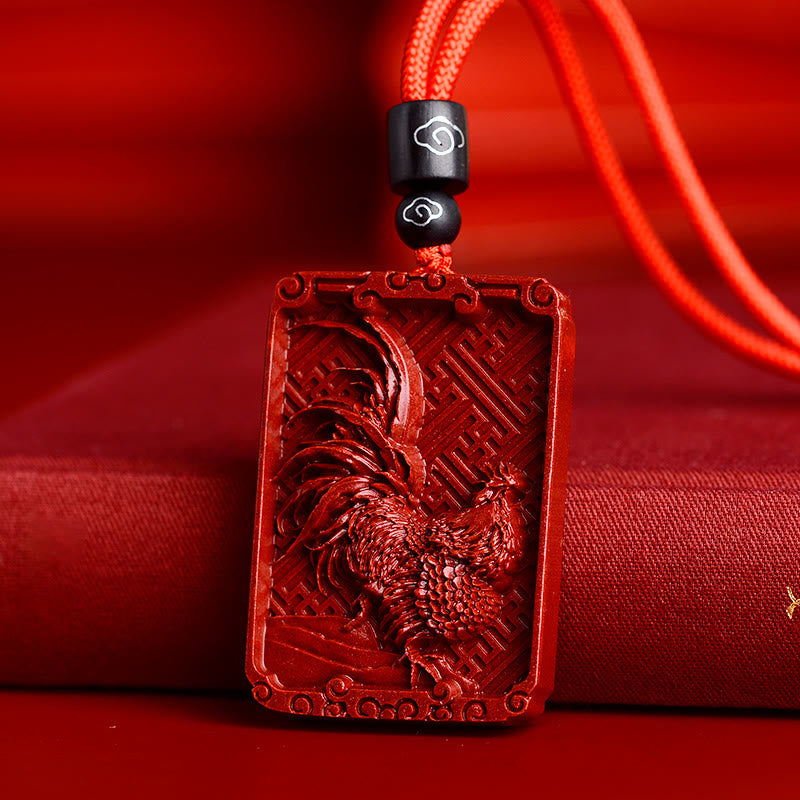 KarmaRipple's Chinese Zodiac Cinnabar Rectangle Calm Pendant Necklace p10