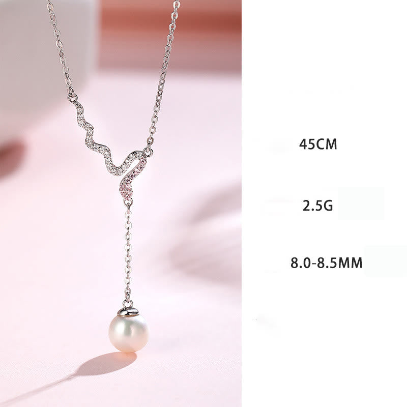 KarmaRipple's 925 Sterling Silver Pearl Bead Year Of The Snake Balancing Pendant Necklace p12