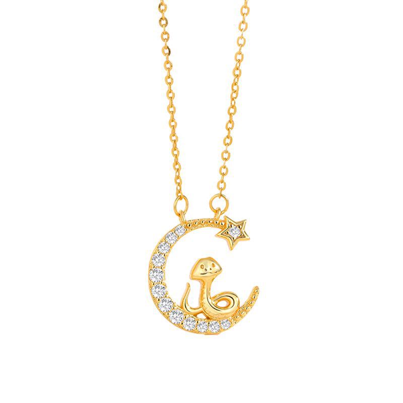 KarmaRipple's 925 Sterling Silver Moon Snake Year Of The Snake Blessing Pendant Necklace p4