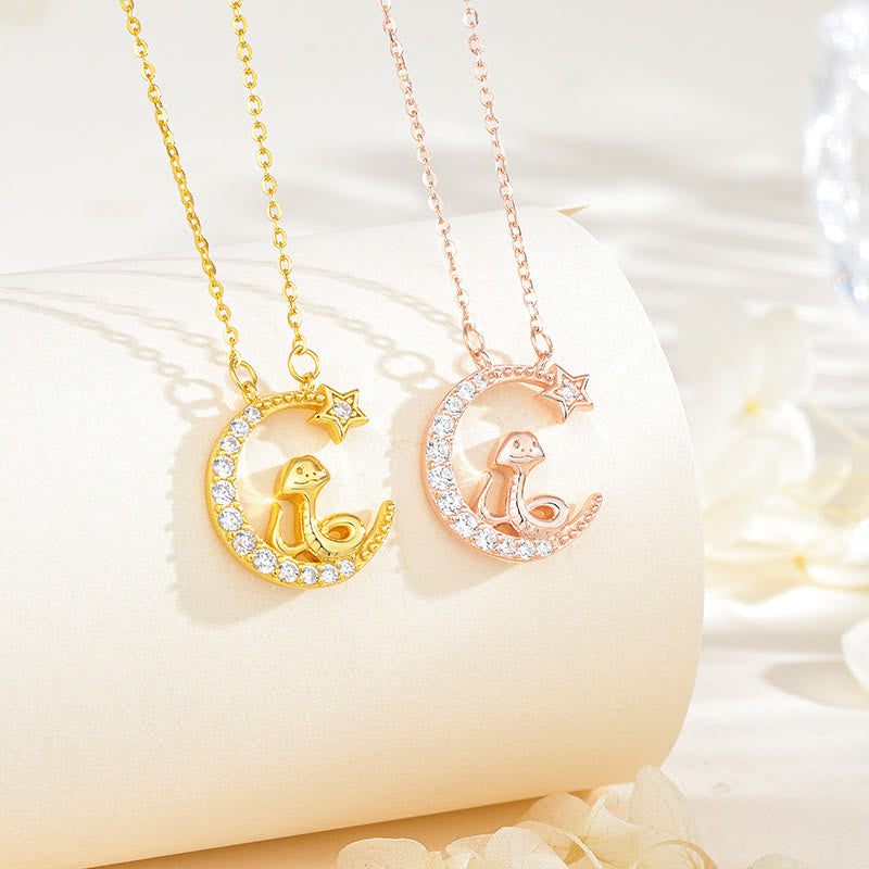 KarmaRipple's 925 Sterling Silver Moon Snake Year Of The Snake Blessing Pendant Necklace p8